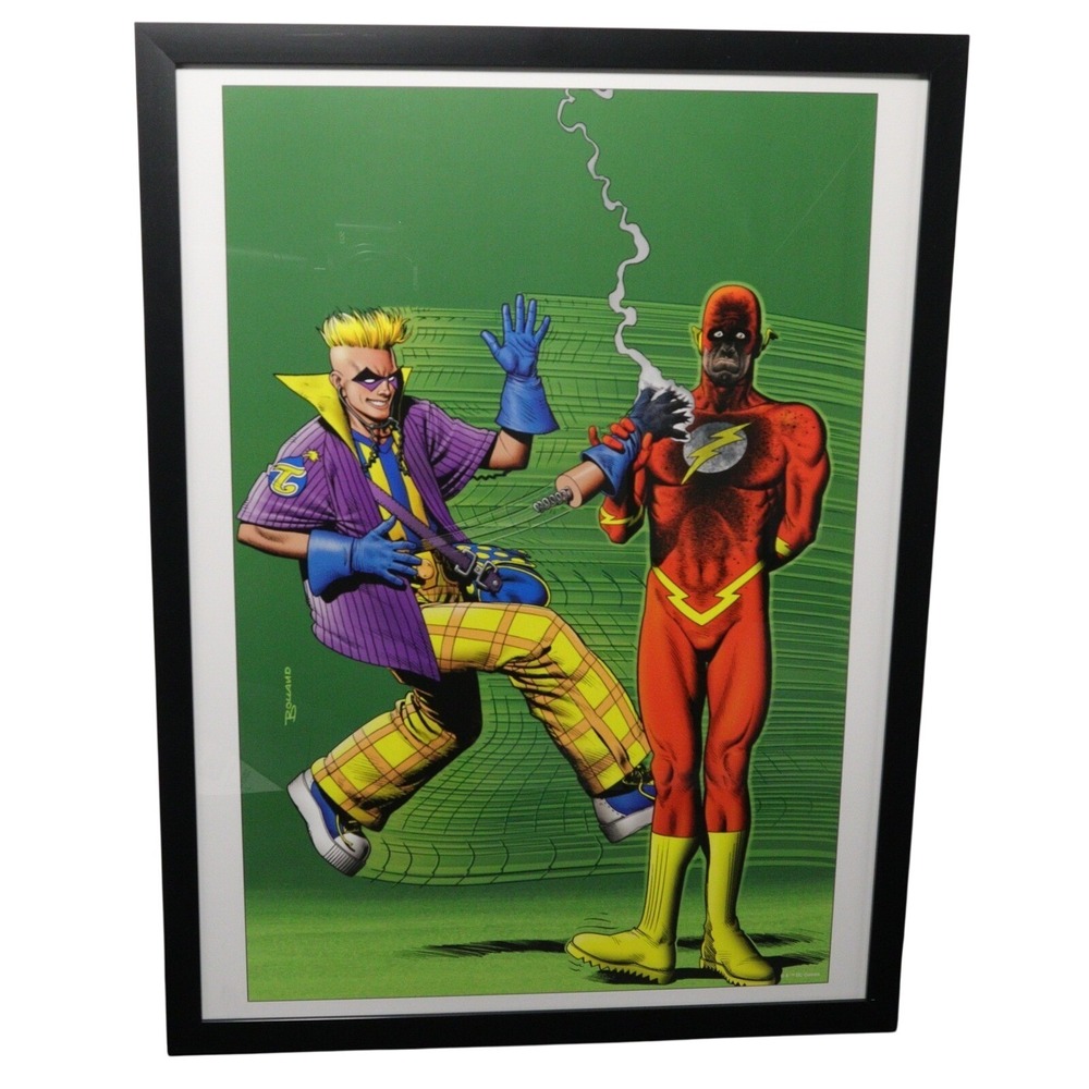 DC Comics Framed Art Flash‎ & Trickster # Comic Cover by Brian Bolland 12x16